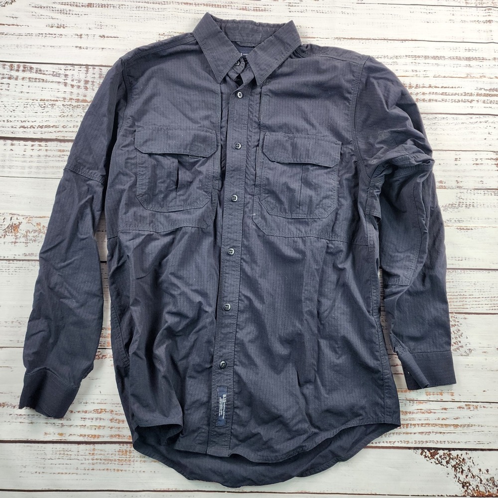 5.11 Tactical Nylon Ripstop Long Sleeve Shirt Men's Medium Navy Vented Uniform